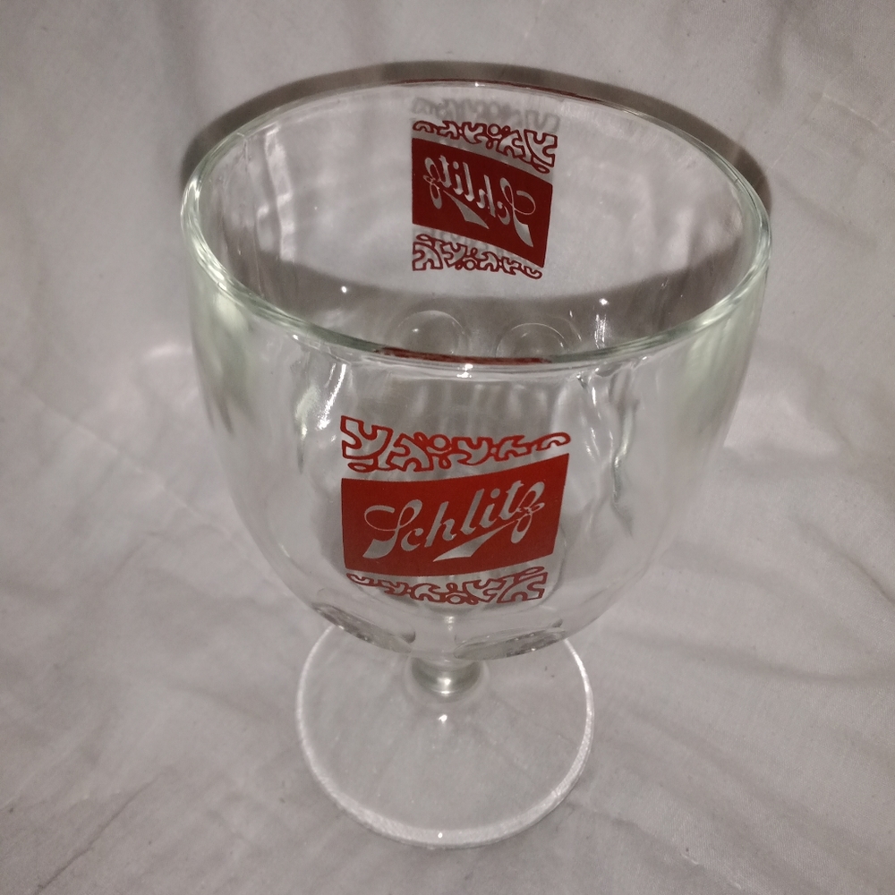 Vintage Schlitz Goblet Glass 6 1/8" Tall